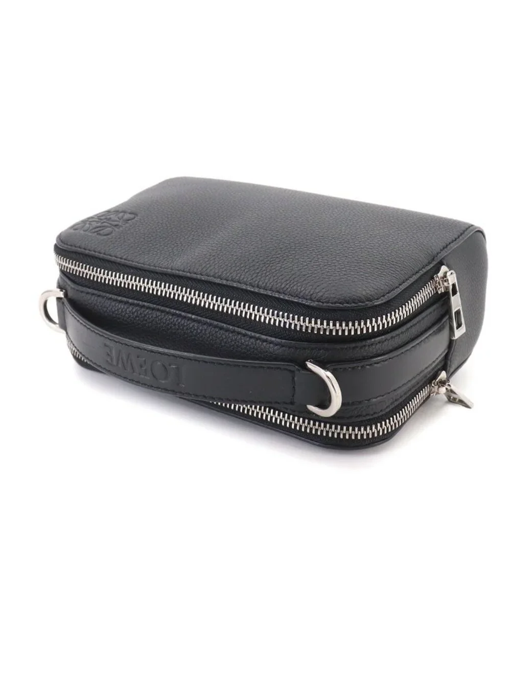 Loewe Crossbody Camera Bag Mini 2-Way Leather Black